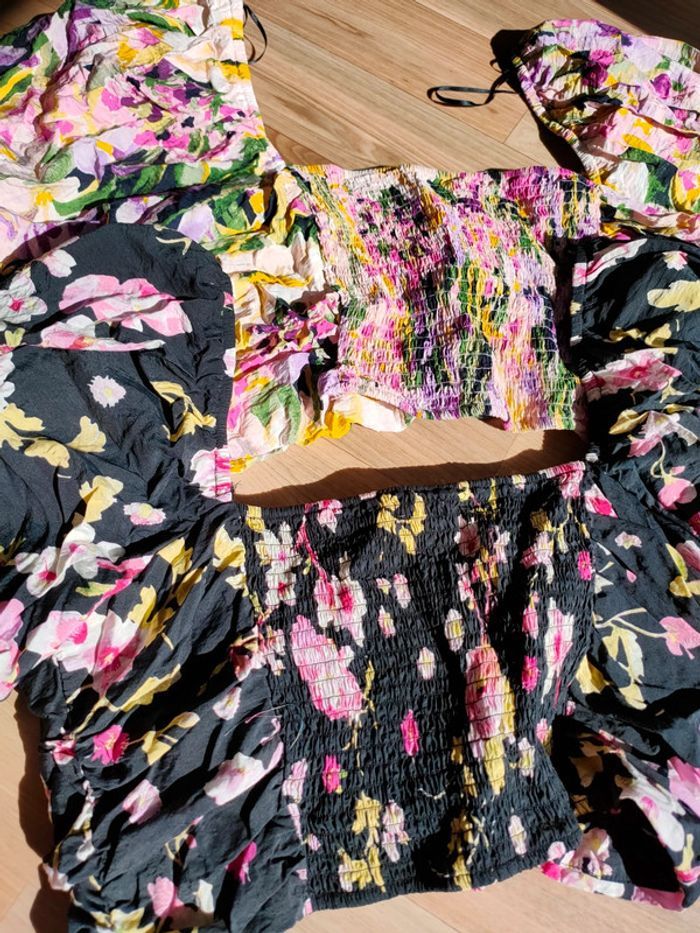 top à manches bouffantes fleuri lot de 2 h&m neuf taille XL - photo numéro 9