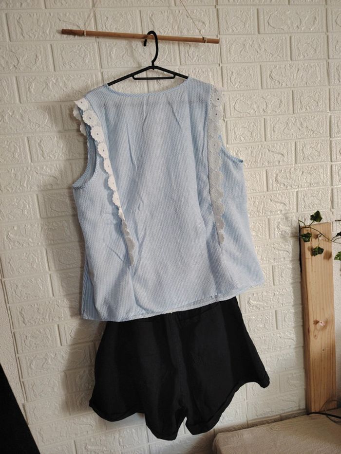 Ensemble short noir et top bleu et blanc - photo numéro 5