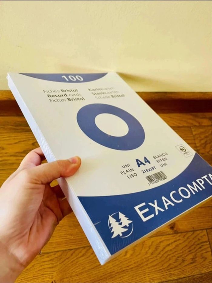 Énorme étui de 100 FICHES - bristol 210X297MM - blanc neuf - photo numéro 4