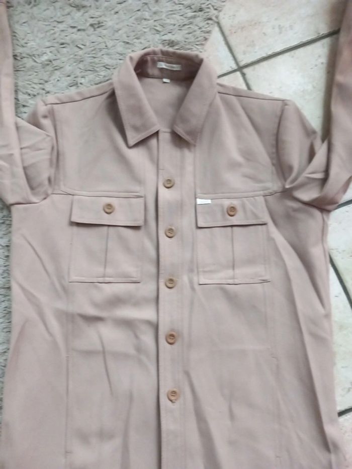 🚪veste surchemise polyester T42 beige - photo numéro 2