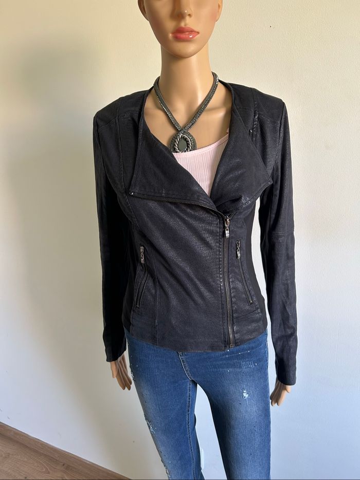 Veste noire bi matière LPB Woman taille S TBE - photo numéro 3