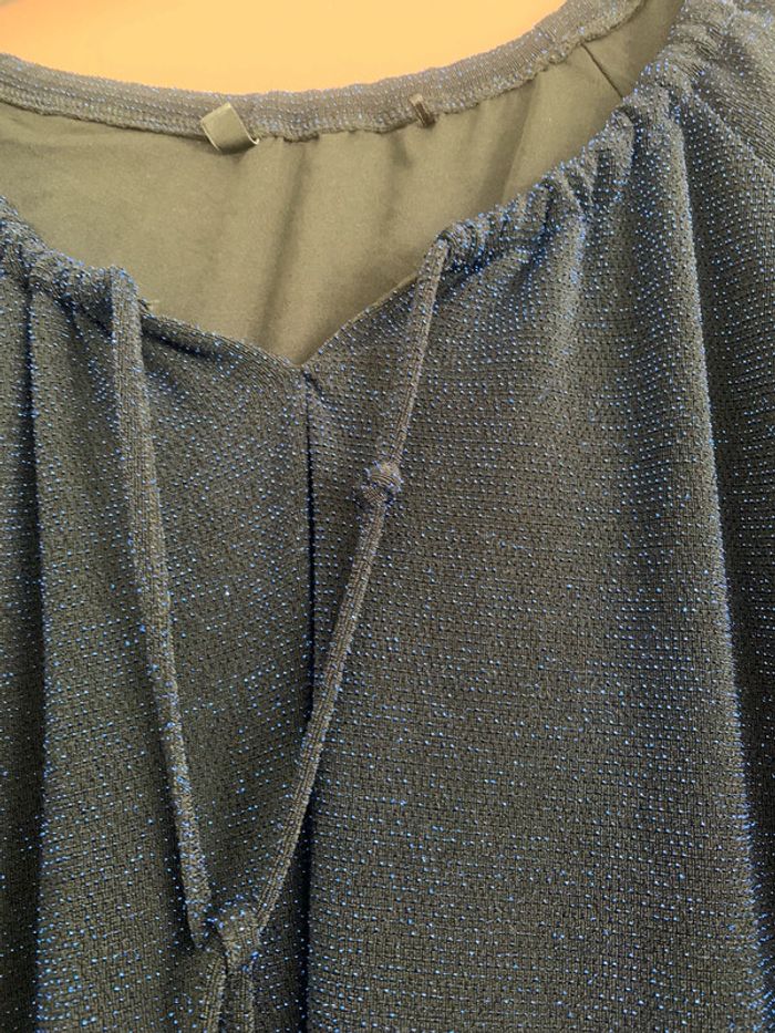 Haut noir à fibres métalliques bleues - Taille 5 - photo numéro 4