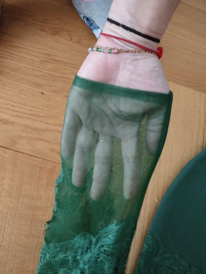 Robe longue verte forme sirène - taille affinée - photo numéro 3