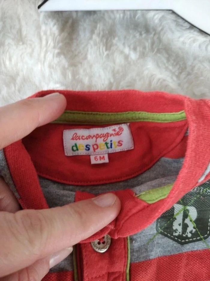 Polo tee shirt chemise manches longues Garçon 6 mois Les biscotos La compagnie des petits 100% coton - photo numéro 6