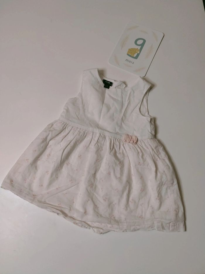Robe bébé 9 mois blanche et rose motif cerise - photo numéro 2