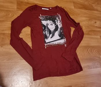 tunique fille bordeaux emoi imprimé taille 14ans