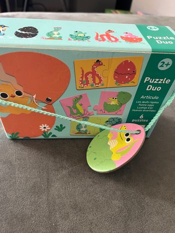 Puzzle duo articulo djeco les œufs rigolos