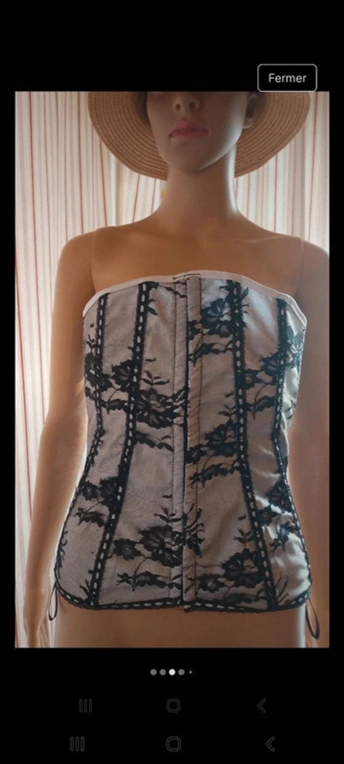 Corset Alcatraz Gothic blanc/noir taille M