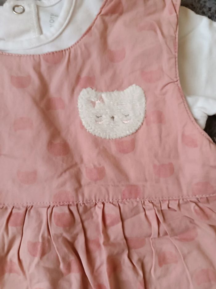 Ensemble combinaison et robe chat sucre d'orge 12 mois fille - photo numéro 2