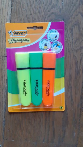 Neuf 1 lot de 3 feutres fluos bic stabilo
