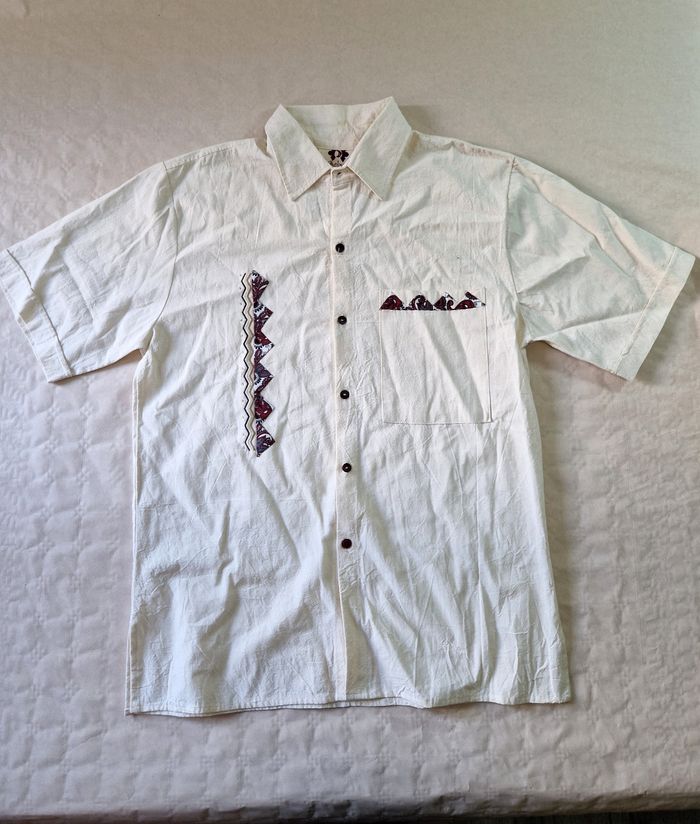 Chemise manches courtes  / chemisette  , homme  , vintage  , de la marque Metza , Mexico  , vêtement artisanal bio