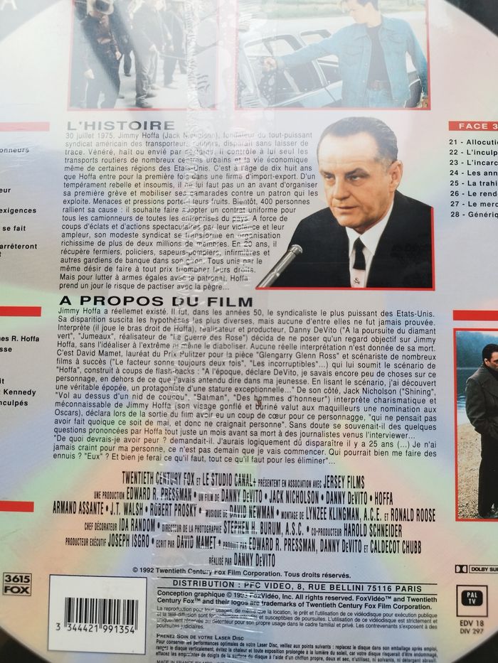 Laserdisc film Hoffa - photo numéro 3
