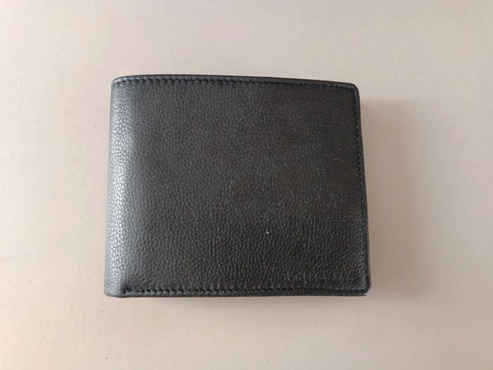 Portefeuille en cuir et coton father and son noir intérieur bleu marine. - photo numéro 10