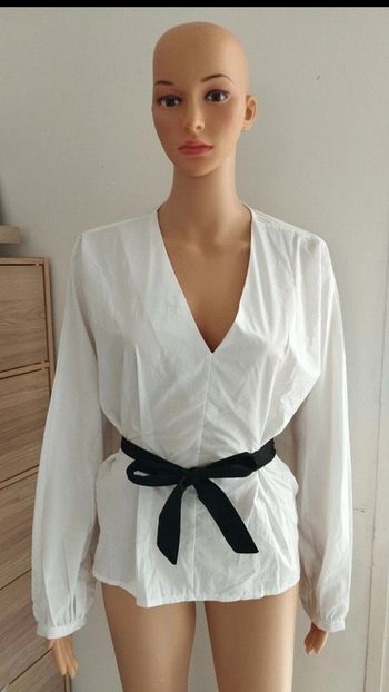 Chemise blanche ruban noir taille s/m