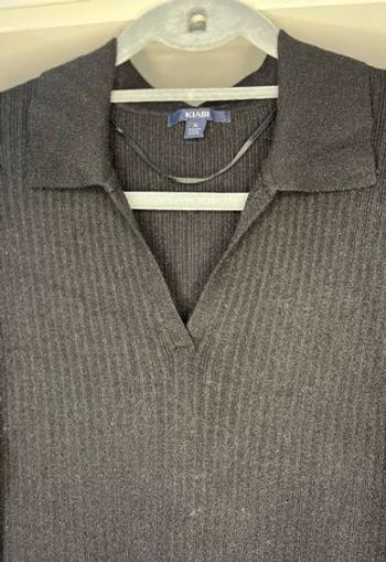 Robe longue Noir côtelé, col polo Taille XL