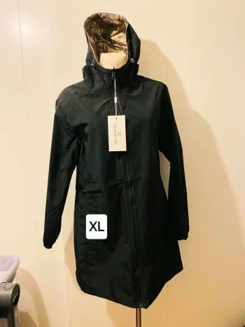 Manteau parka femme imperméable réversible long noir/doré léopard taille XL
