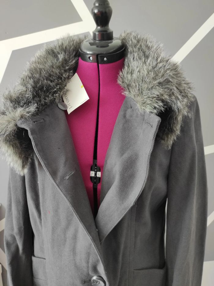 Manteau Promod t42 col fausse fourrure neuf - photo numéro 4