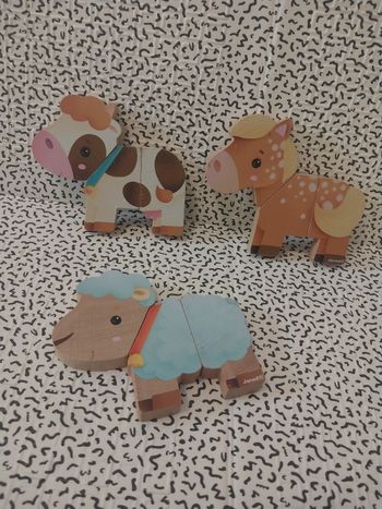 lot animaux magnetiques en bois janod puzzle bébé montessori