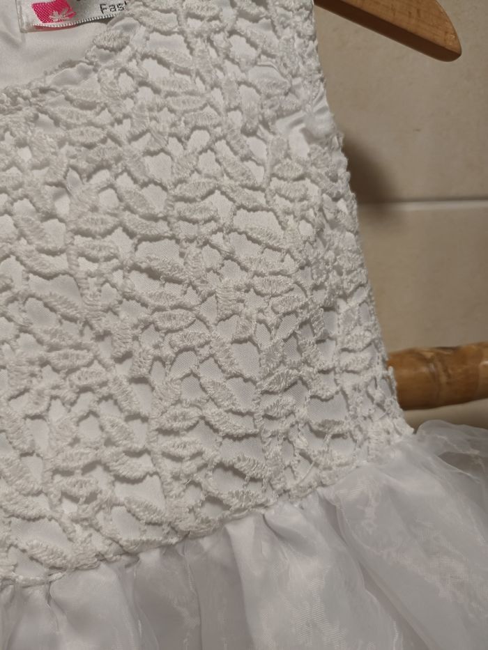 Jolie robe blanche dentelle & tulle 3/4 ans 100 cm - photo numéro 2