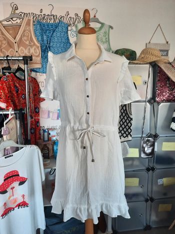 Robe gaze de coton blanche 40 Pimkie #lora11femme40