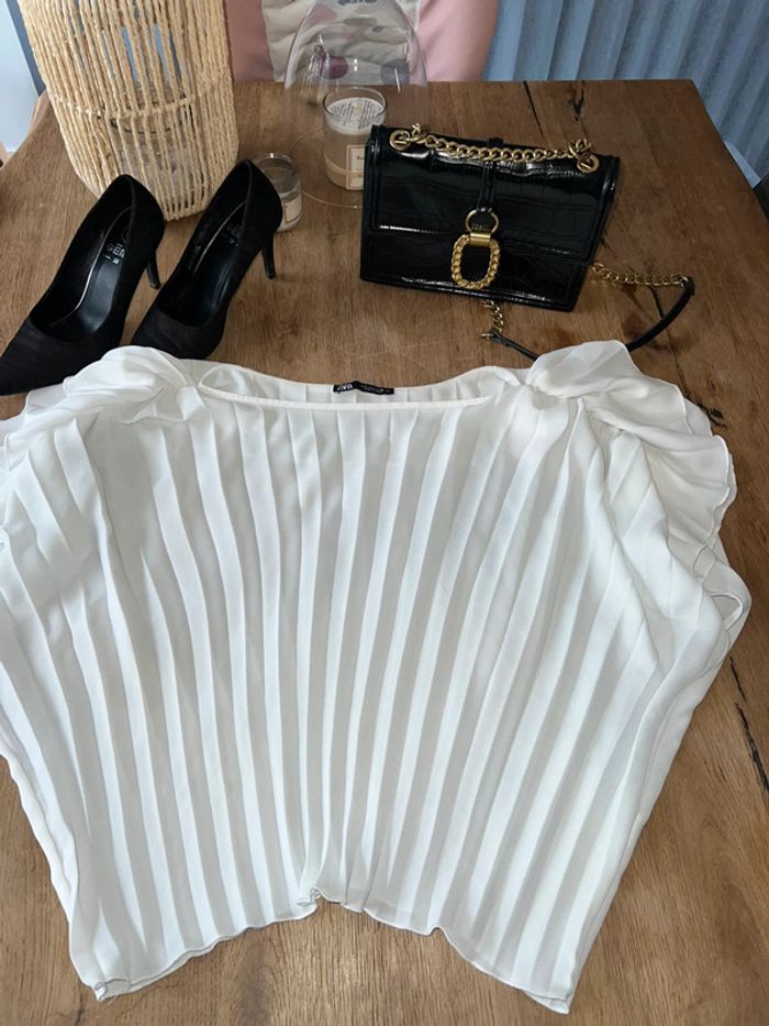 Blouse plissée blanche Zara 36 🌸 - photo numéro 2
