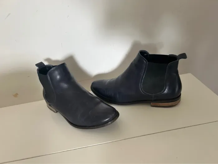 San Marina, bottines chaussures bleu marine en cuir femme, pointure 36