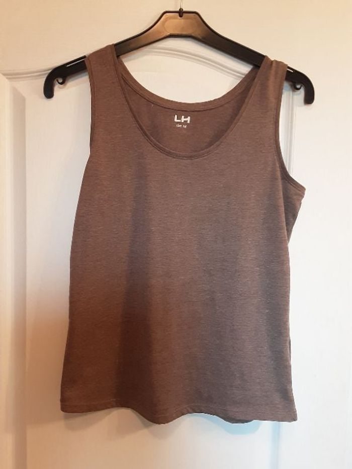 T-shirt sans manches marron chiné