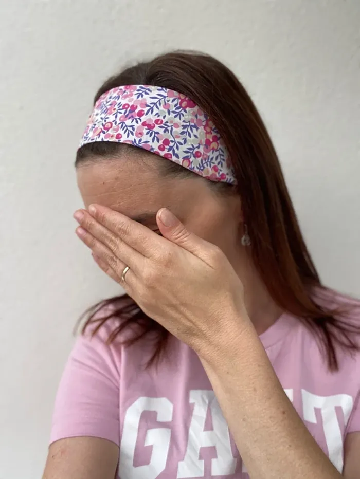 Bandeau cheveux petites fleurs liberty rose