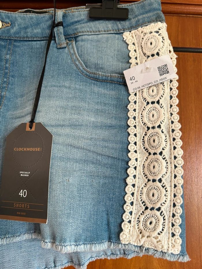 Short en jeans dentelle 40 Clockhouse - photo numéro 2
