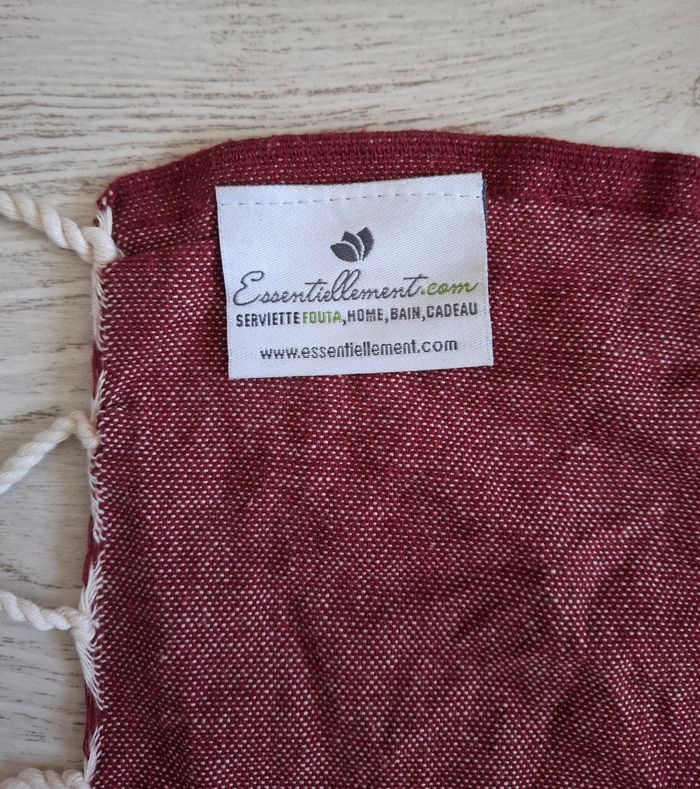 Fouta de plage/bain rouge bordeaux/blanc - Neuve - photo numéro 4