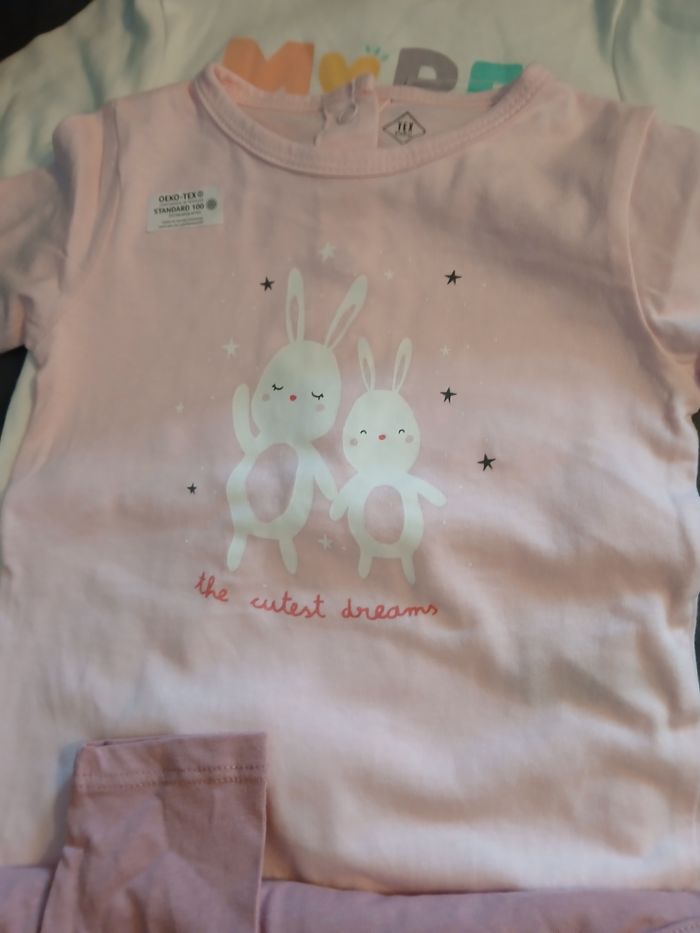 lot 3 pyjamas fille en coton tex baby 60 cm 3 mois - photo numéro 3
