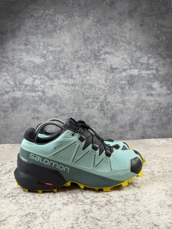 Salomon SpeedCross5 Gore-Tex - Blue & Yellow & Grey - photo numéro 3