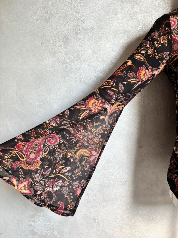 Blouse transparente bohème fleurs manches évasé Forever 21 - photo numéro 7