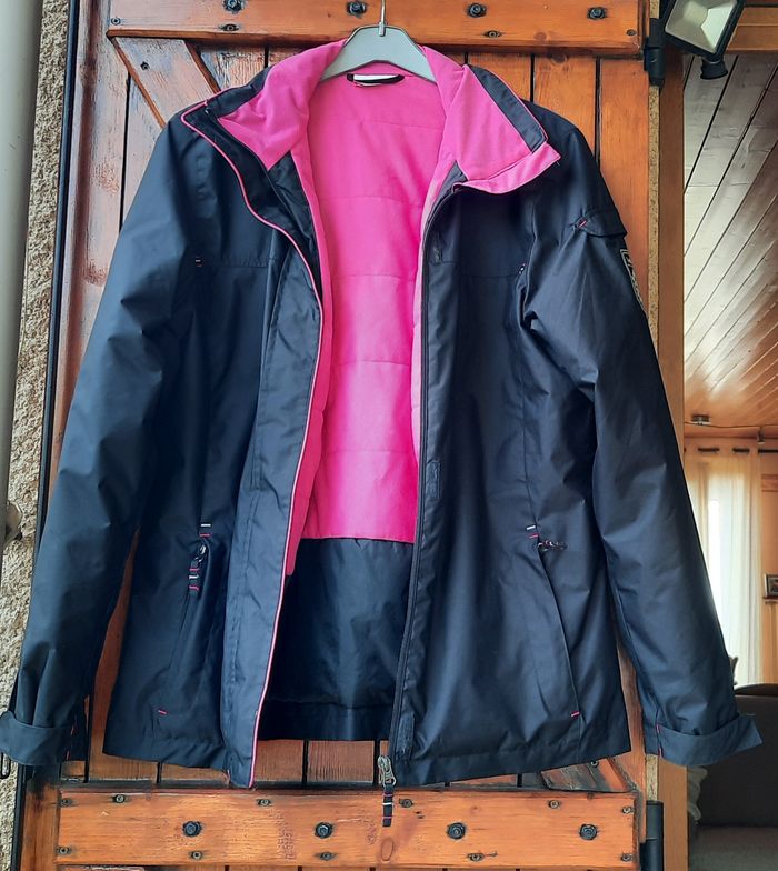 Veste coupe vent, noir et rose, Oxylane, femme, taille M/38 - photo numéro 2