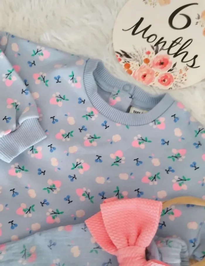 Ensemble fleuri TAO et bandeau cheveux fille 6 mois 🎀 - photo numéro 6