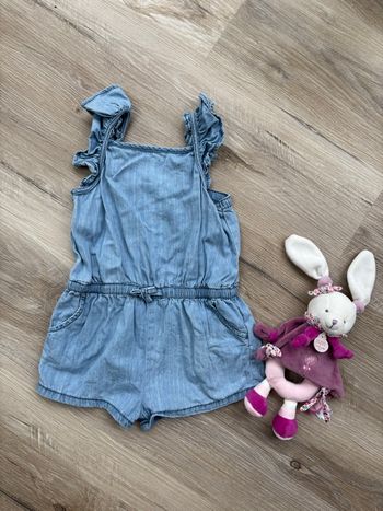 Salopette courte en jean souple taille 24 mois