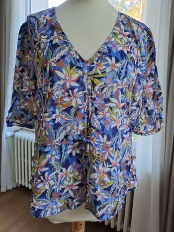 blouse bleue fleurie breal 46
