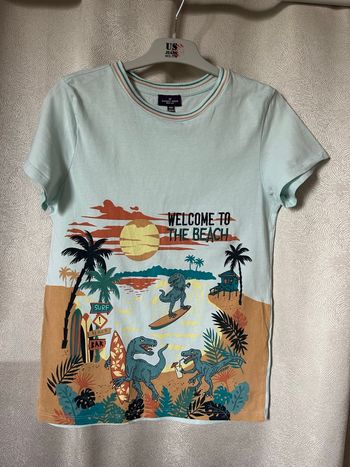 T-shirt vert d’eau surf dinosaures 11 ans Sergent Major