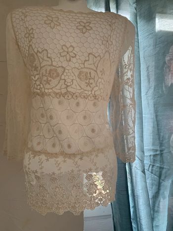 Blouse dentelle crochet transparent 36-38 manches3/4