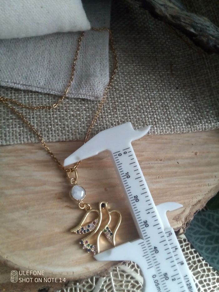 Collier pierre de lune et colombe - photo numéro 2