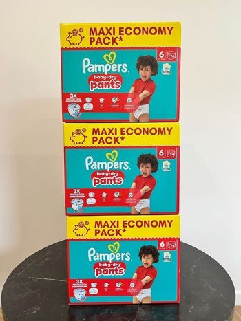 🔹 3 Packs Pampers Baby-Dry Pants Taille 6 Maxi Economy – 222 couches – Neufs scellés