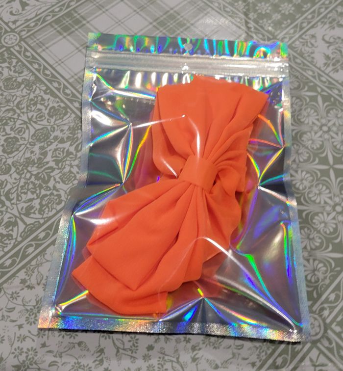 BARETTE CHEVEUX NOEUD ORANGE FLUO ! NEUF ! - photo numéro 4