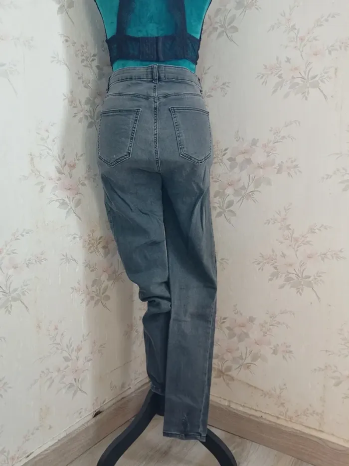 Jeans gris foncé high waist skinny avec détails déchirés aux chevilles / tally weijl / (40) - photo numéro 6