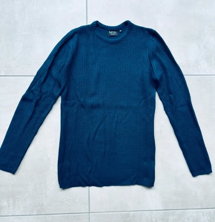 Magnifique pull bleu marine mailles Boohoo man - photo numéro 2