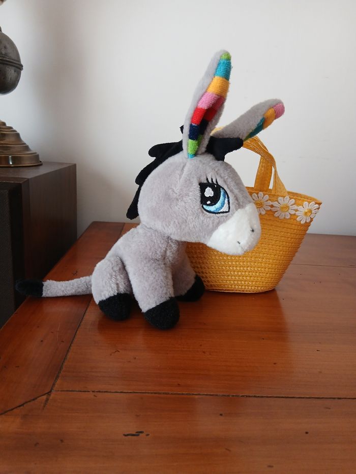 Doudou-Peluche Petit Âne gris *22 cm - photo numéro 7