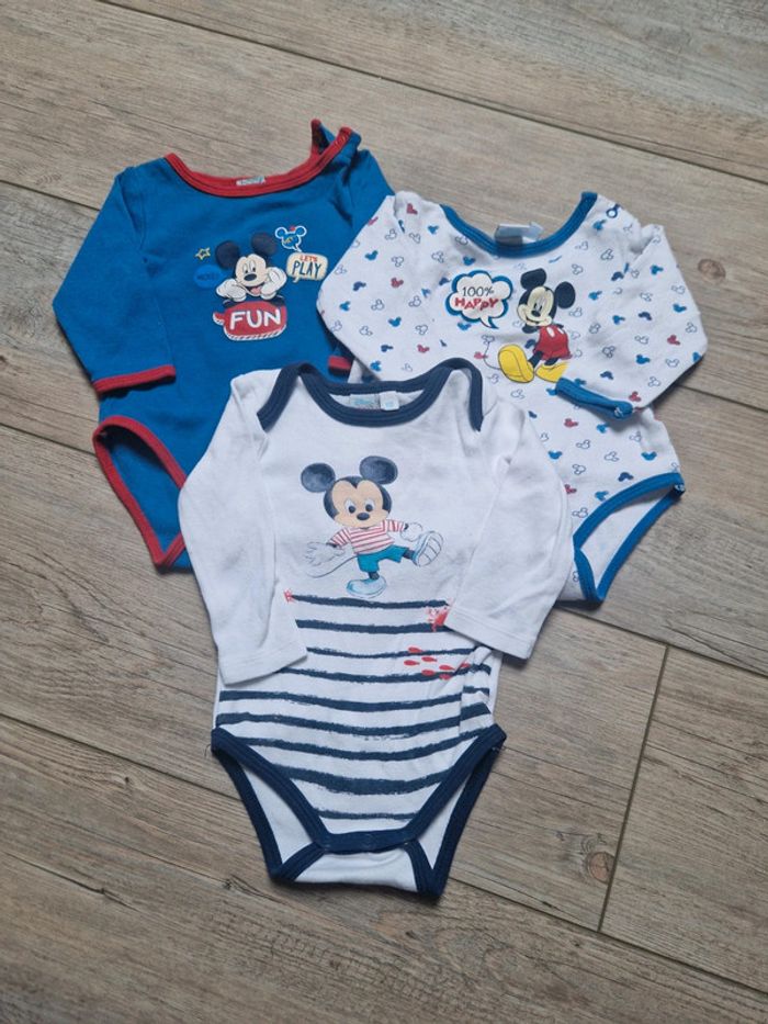 Lot de 3 bodys ML Mickey 6 mois