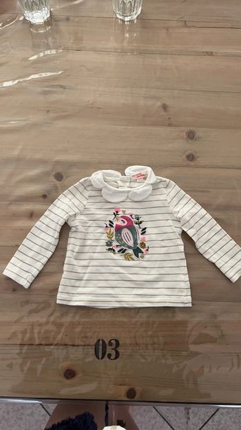 T shirt manche longue blanc et doré du pareil au même 6 mois