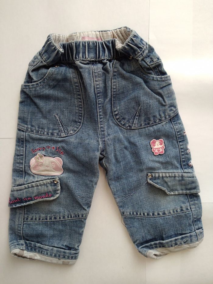 #lot De 2 Jeans Bébé Fille Taille 12 Mois - photo numéro 2