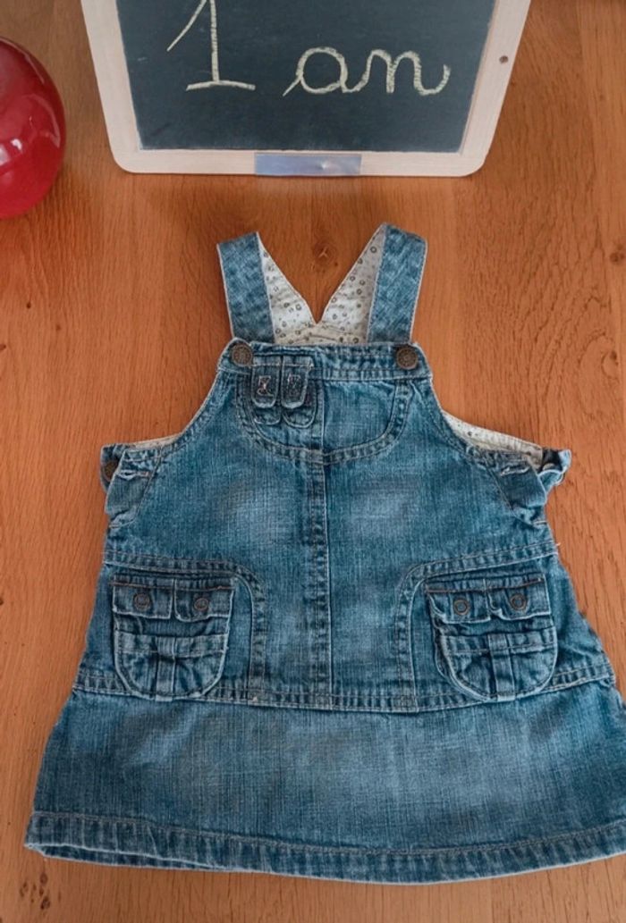Robe salopette Grain de blé en jean taille 1 an en très bon état