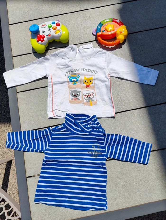 Lot 2 tee shirts manches longues garçon 3 mois